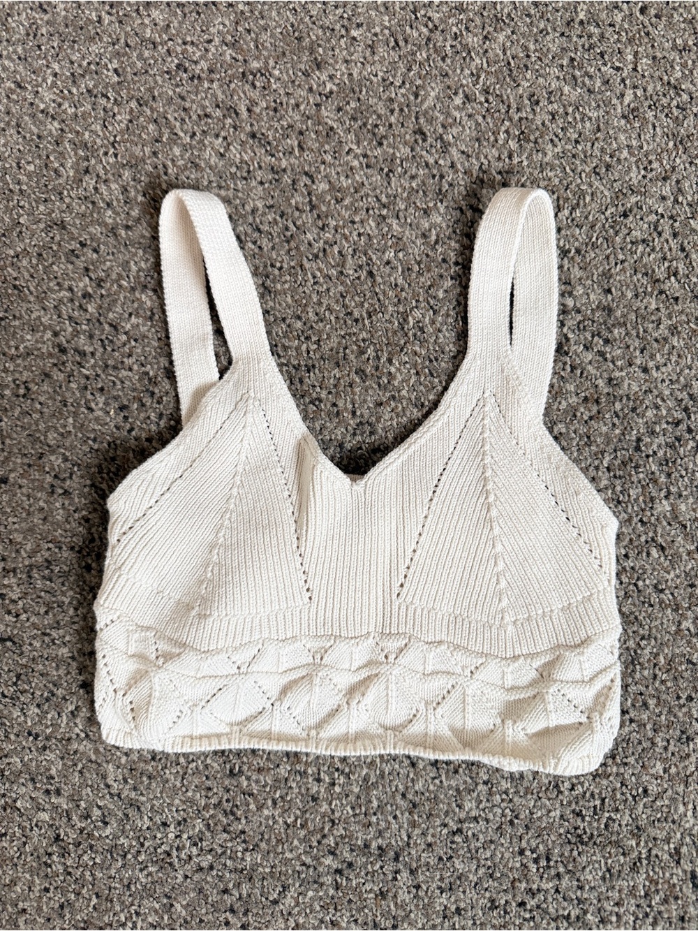 Cream Knit Cropped Bralette Top